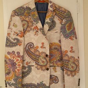 TALLIA MENS 42R White/Colorful Paisley Blazer